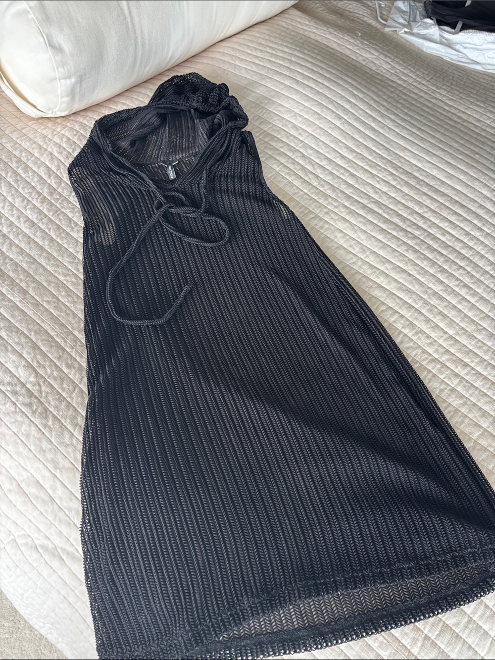 Jantzen Black Sheer Knit Hooded Swim Coverup